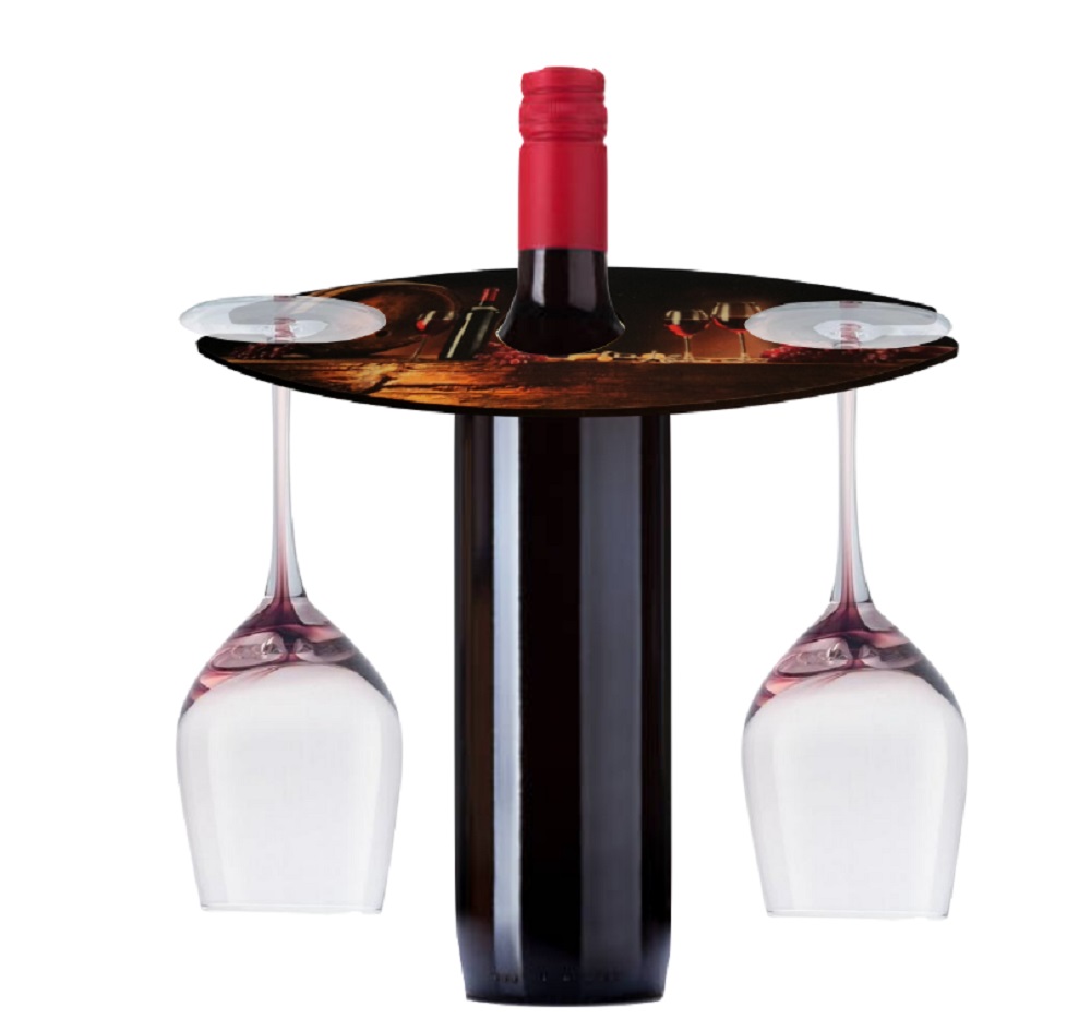 Držák na sklenice a láhev + 2 podtácky Levandule