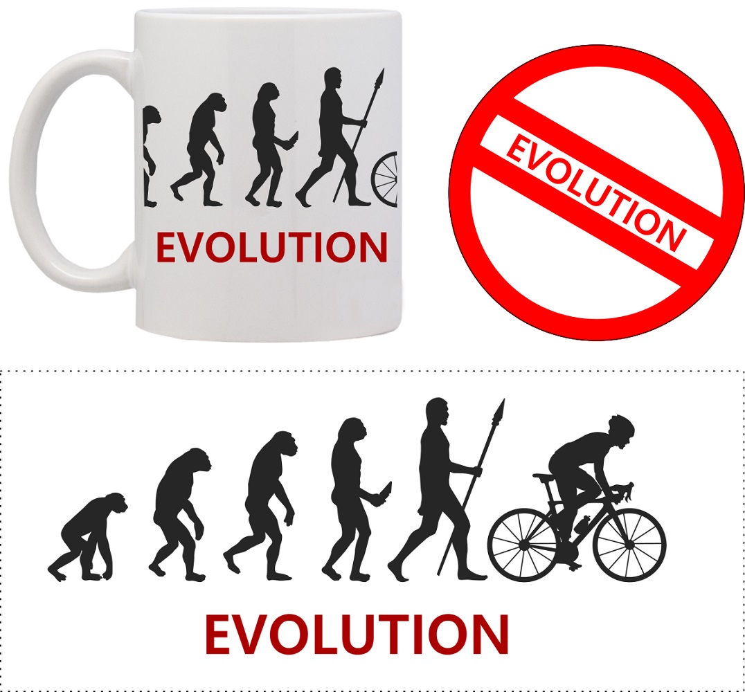 set hrnek s podtáckem Evoluce cyklista