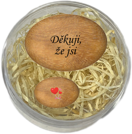 Sada oblázků - "Děkuji, že jsi" + květ srdce v dárkovém balení