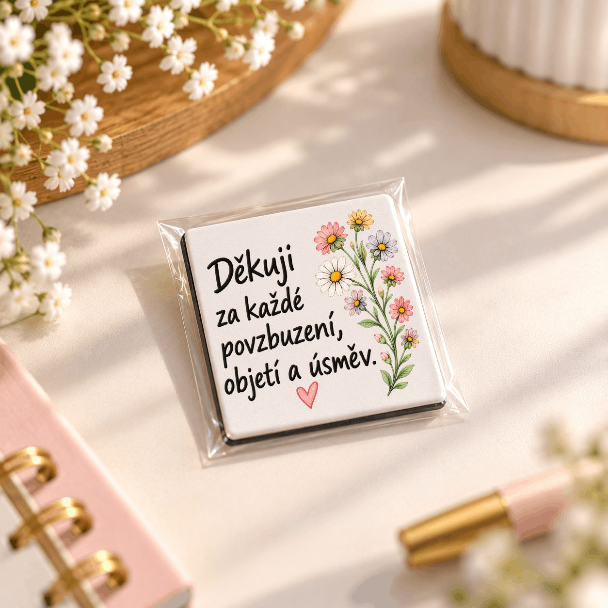 magnet "Děkuji za každé povzbuzení, objetí a úsměv"