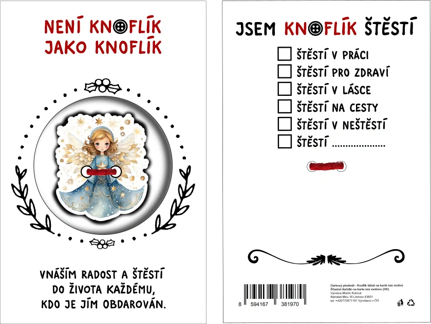 KNOFLÍK ŠTĚSTÍ Není knoflík jako knoflík Andílek modrý
