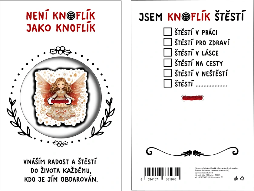 KNOFLÍK ŠTĚSTÍ Není knoflík jako knoflík Andílek béžový