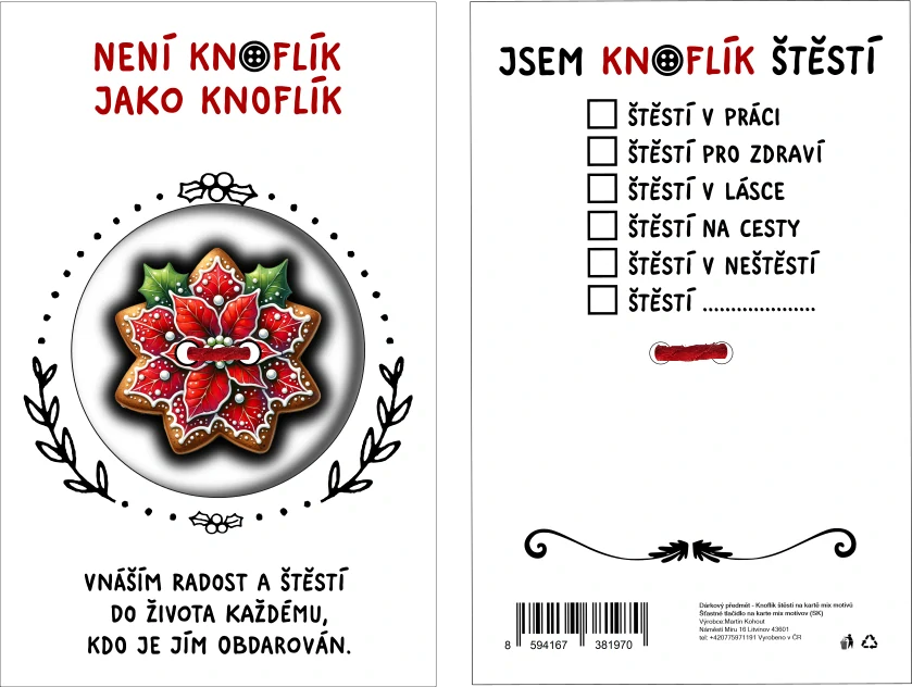 KNOFLÍK ŠTĚSTÍ Není knoflík jako knoflík vánoční hvězda 