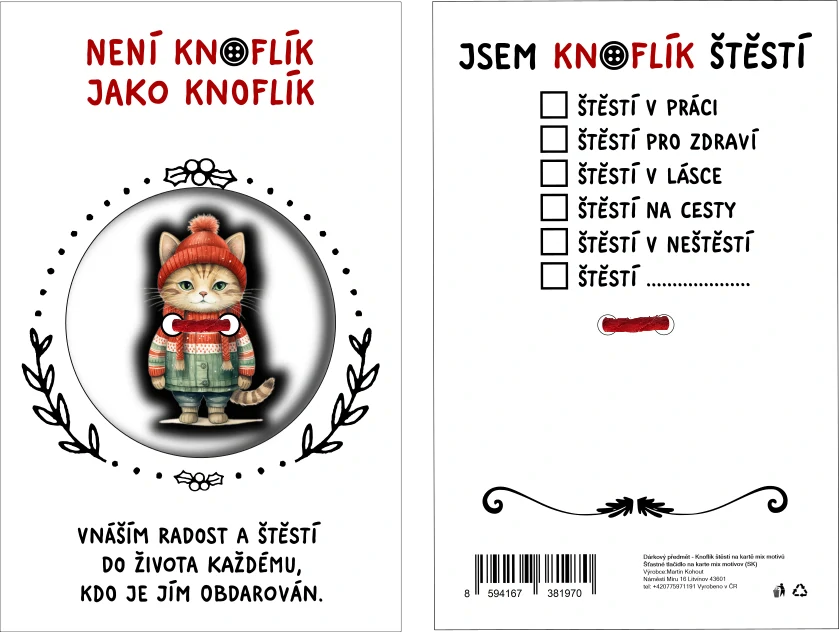 KNOFLÍK ŠTĚSTÍ Není knoflík jako knoflík kočička