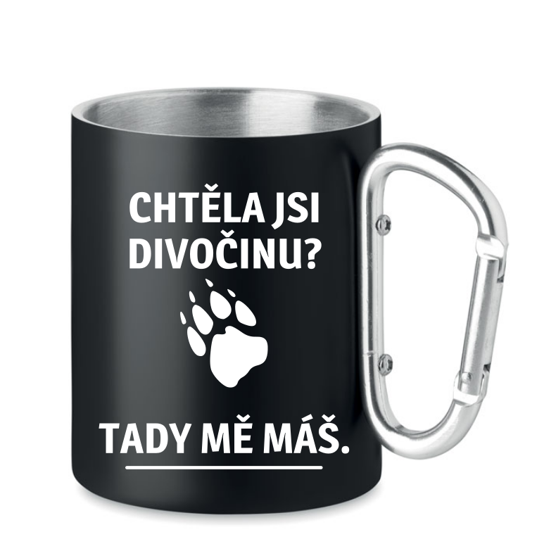 Plechový hrnek s karabinou