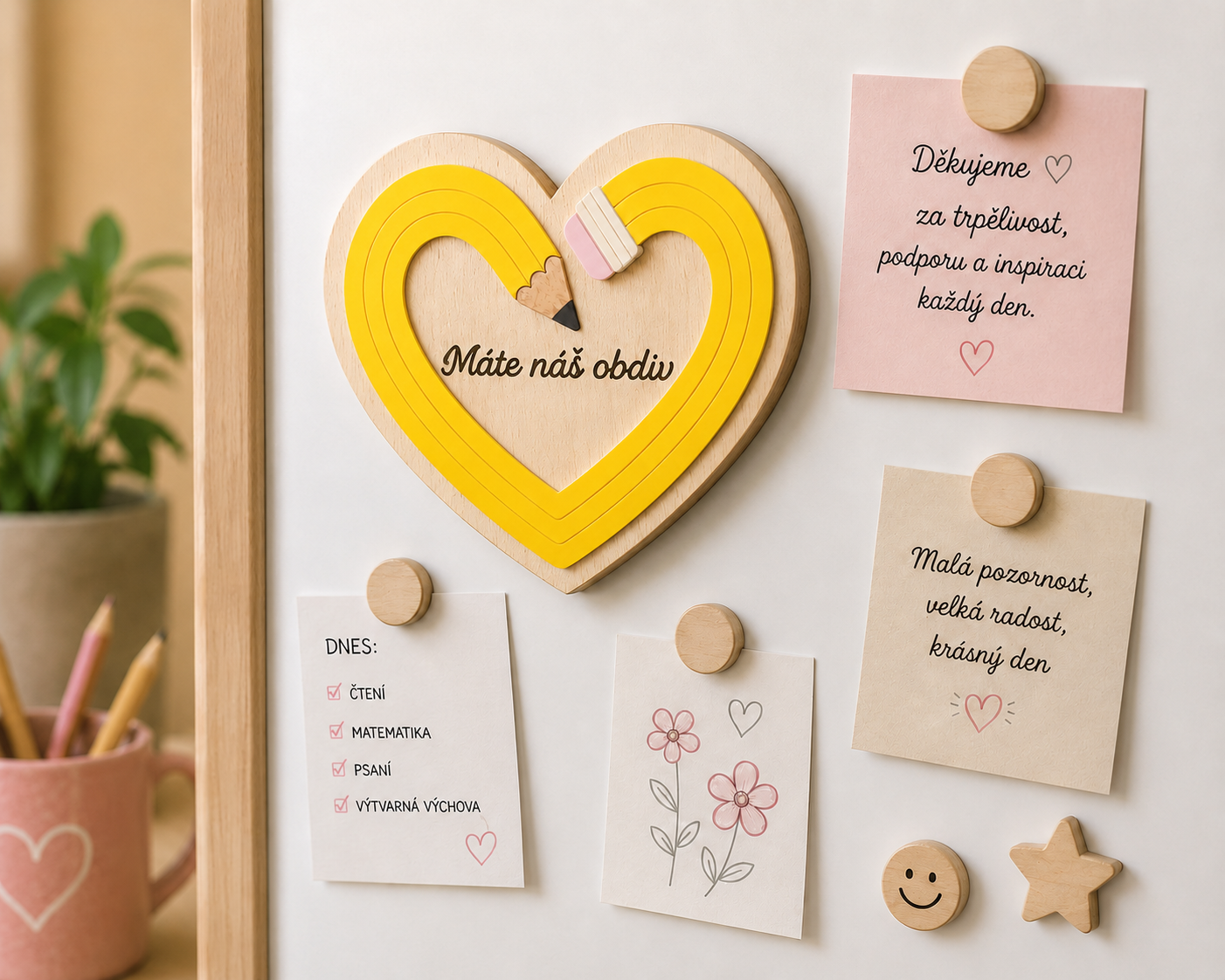 magnet srdce učitelé "Máte náš obdiv"