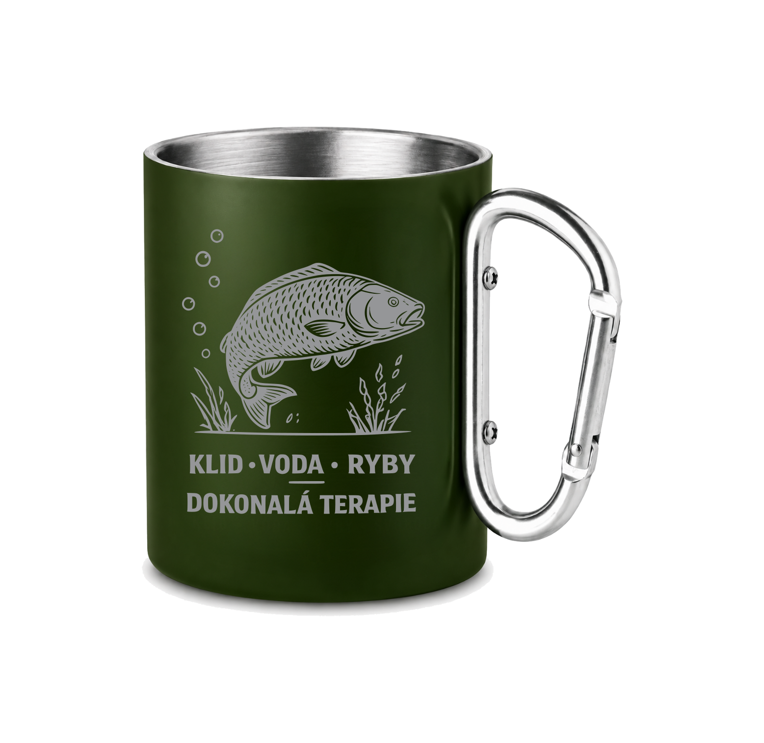 Plechový hrnek s karabinou - gravírování