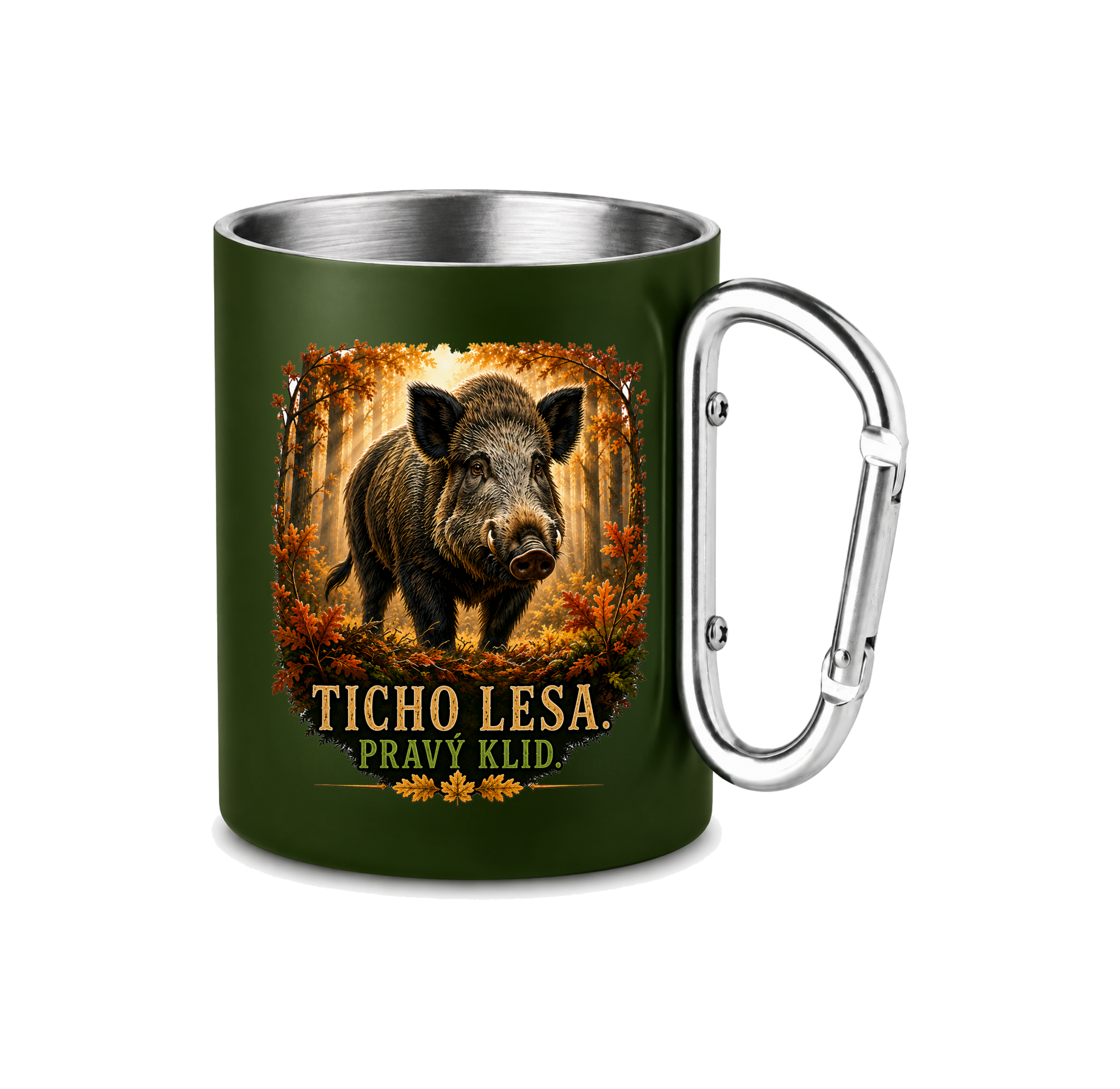 Plechový hrnek s karabinou