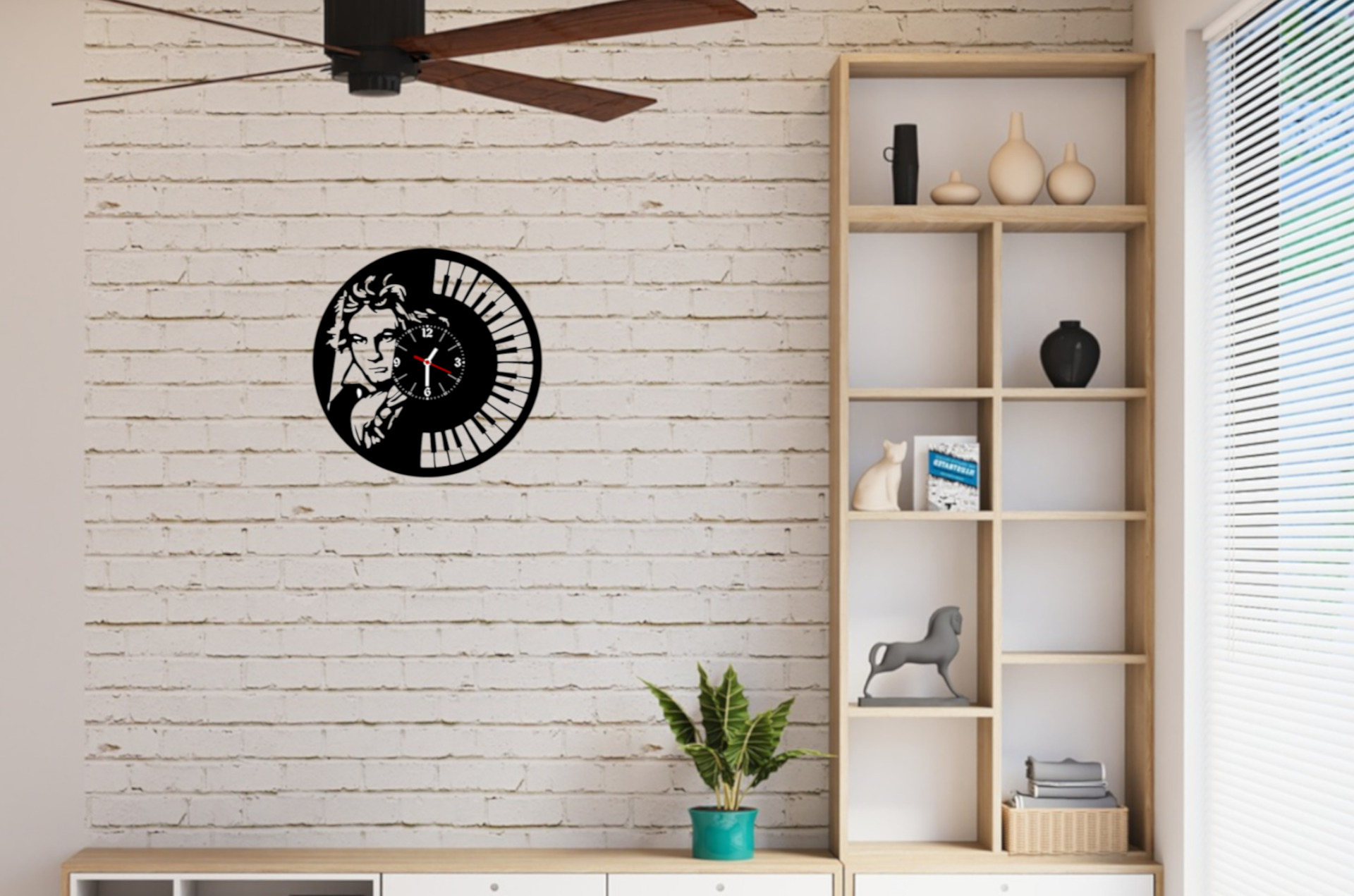 hodiny vynil Muž s klaviaturou