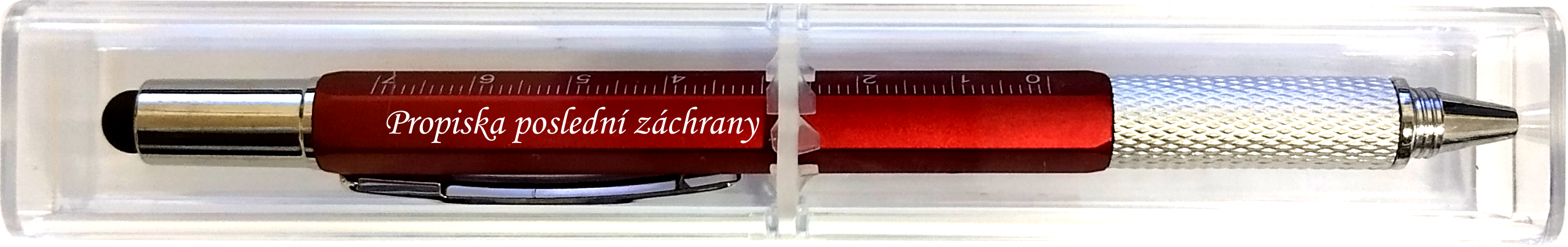 Multipropiska 6v1 s potiskem Propiska poslední záchrany červená