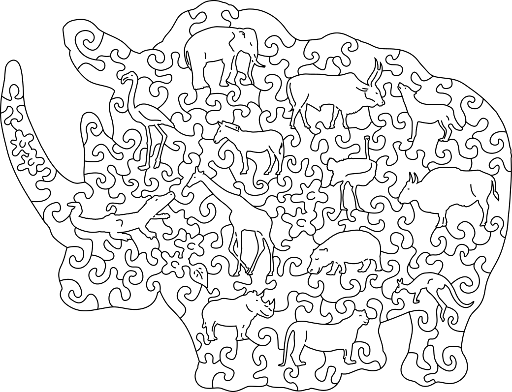 puzzle Nosorožec 132 dílků