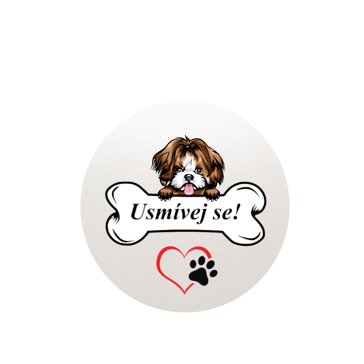 Set plecháček, podtácek, přívěšek motiv Shih Tzu