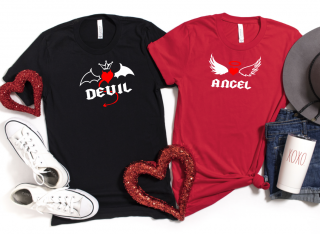 nažehlovačka 2ks Angel, Devil bílá