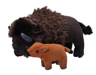 plyšová samice s mládětem Bizon 38cm