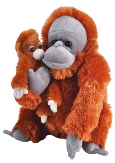 plyšová samice s mládětem Orangutan 38cm