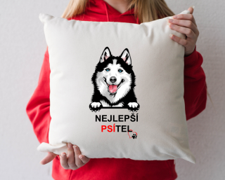 povlak na polštář Nejlepší PSÍTEL - Husky