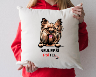 povlak na polštář Nejlepší PSÍTEL - Jorkšírský teriér tmavý