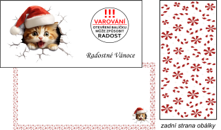 Obálka pro Ježíška - Kočička radostné Vánoce