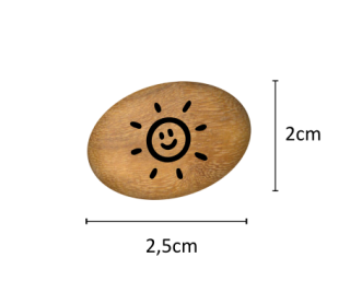 Oblázek malý - 2,5x2cm - sluníčko ČB