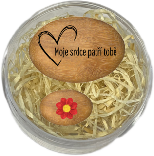 Sada oblázků - "Moje srdce patří tobě" + květ v dárkovém balení