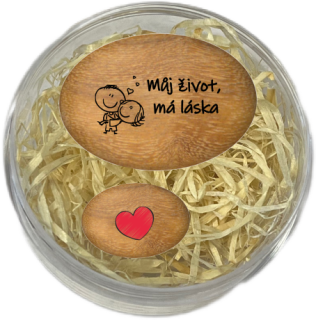 Sada oblázků - "Můj život,má láska" + srdíčko šrafované v dárkovém balení