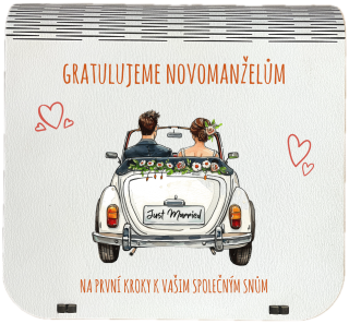 Dárková krabička na bankovky v injekcích - "Gratulujeme novomanželům"