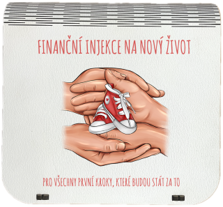 Dárková krabička na bankovky v injekcích - "Finanční injekce na nový život"