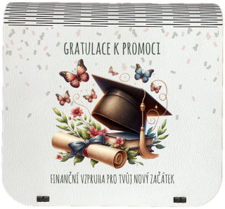 Dárková krabička na bankovky v injekcích - "Gratulace k promoci"
