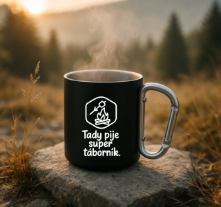 Plechový hrnek s karabinou