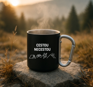 Plechový hrnek s karabinou