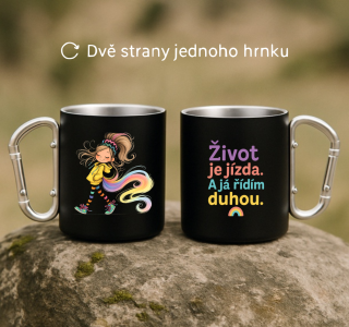 Plechový hrnek černý s karabinou