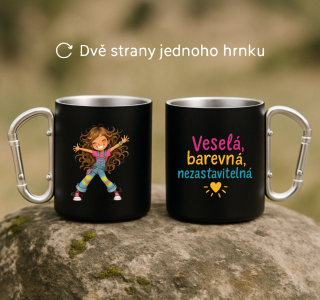 Plechový hrnek černý s karabinou