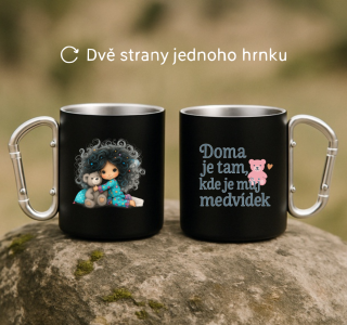 Plechový hrnek černý s karabinou