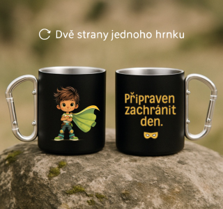 Plechový hrnek černý s karabinou