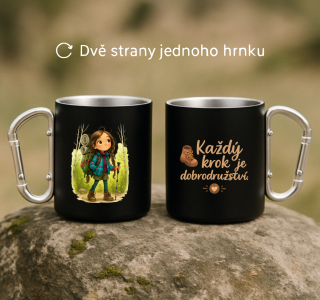 Plechový hrnek černý s karabinou