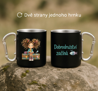 Plechový hrnek černý s karabinou