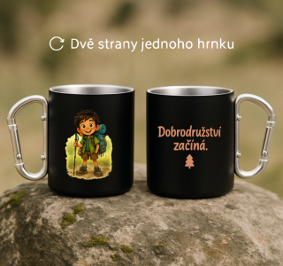 Plechový hrnek černý s karabinou