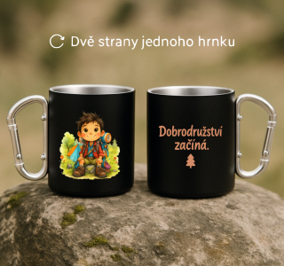 Plechový hrnek černý s karabinou