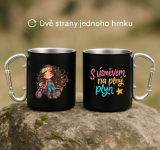 Plechový hrnek černý s karabinou