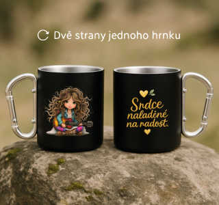 Plechový hrnek černý s karabinou