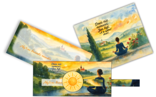 Set obálka vysouvací + čistící utěrka na brýle - meditace