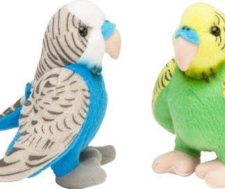 Plyš papoušek andulka modrá, zelená 14cm