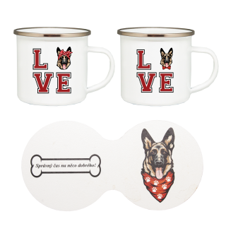 Set 2x plecháček, dvojpodtácek  motiv Ovčák