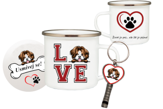 Set plecháček, podtácek, přívěšek motiv Shih Tzu